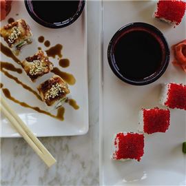 Plates of sushi