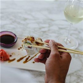 Sushi in chopstick